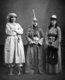 Syria: Three Syrian women, left to right urban Arab, Druze,rural Arab, Damascus (1873). The druze woman is wearing a tantour headdress